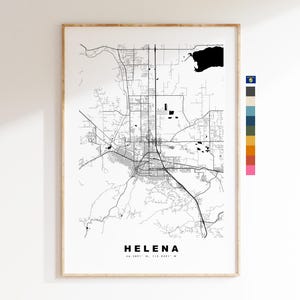 Helena Carte de la ville Imprimer - impression de carte - art de la carte - estampes ou impressions encadrées - minimaliste - États-Unis