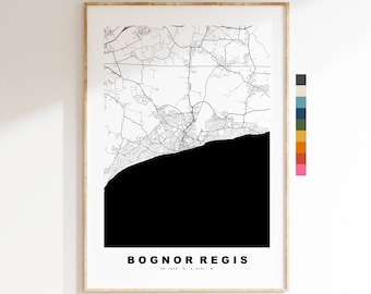 Bognor Regis Map Print - Minimalist City Map Poster - Map Wall Art - UK - Bognor Print - Bognor Regis Poster - Different Colours Available