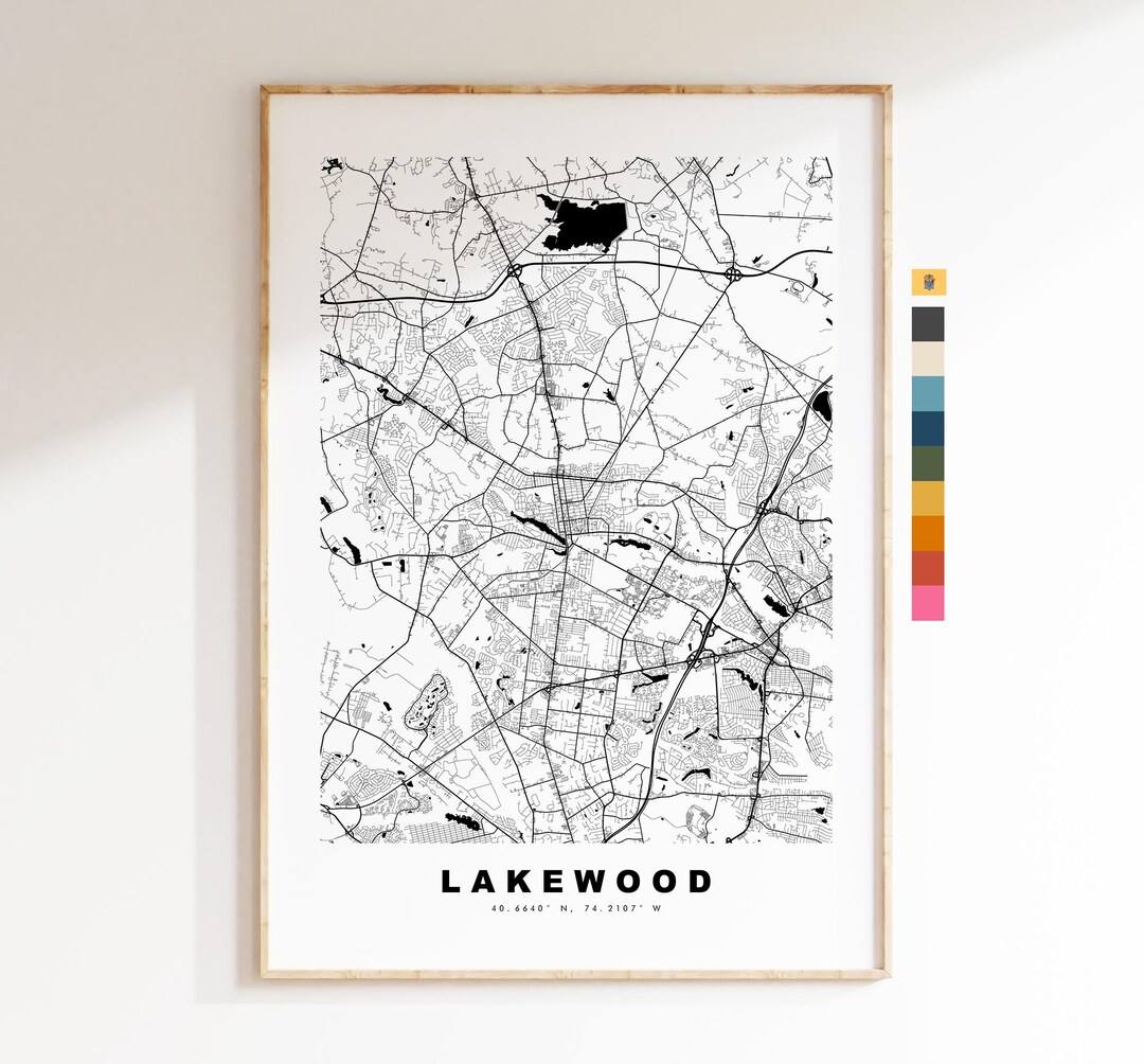 Lakewood Township Map Print - City Map Poster - Map Art - USA City Maps ...