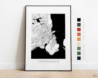 Copenhagen Map Print - City Map Poster - Map Art - Map Wall Art - Denmark City Map - Copenhagen Print - Copenhagen Poster - Europe