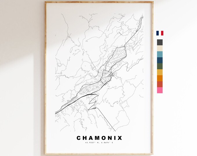 Chamonix Map Print - City Map Poster - Map Wall Art - France City Maps - Chamonix Print - Chamonix Poster - Minimalist City Map - France