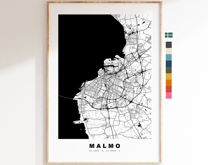Malmo Map Print - City Map Poster - Map Wall Art - Sweden City Maps - Malmo Print - Malmo Poster - Minimalist City Map - Sweden