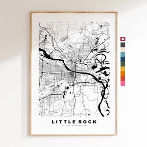 Little Rock Carte de la ville Imprimer - impression de carte - art de la carte - estampes ou impressions encadrées  - États-Unis