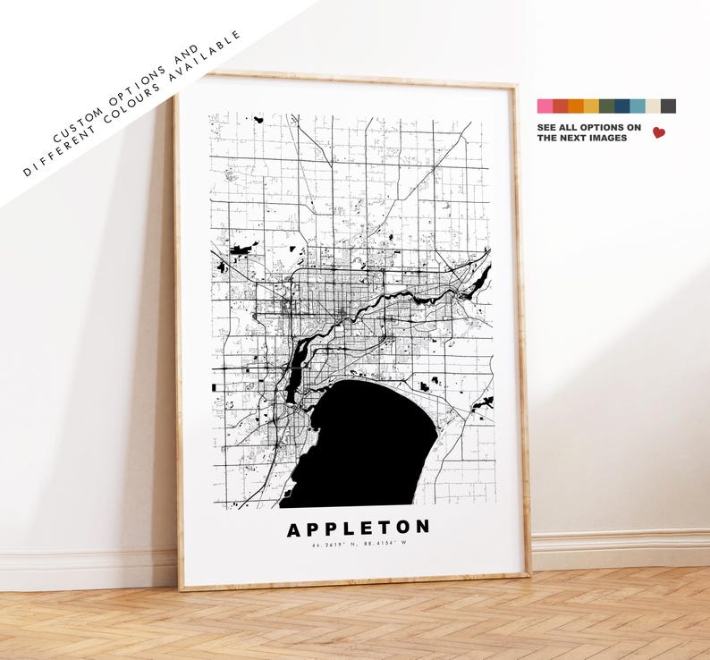 Appleton Map Print - City Map Poster - Map Art - USA City Maps ...