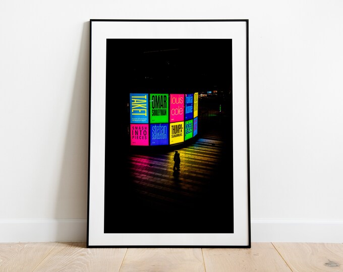 Minimalist Night Cityscape Print - Stockholm Photography - Night Street Scene -  Night Lights - Night Scene - Cinema - Wall Art - Poster