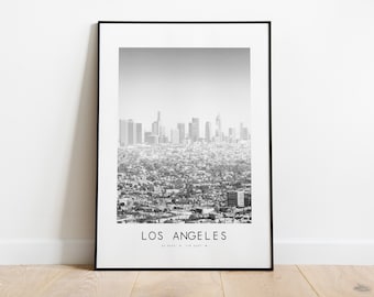 Los Angeles City Poster Print - Black and White Minimalist City Print - Coordinates - Los Angeles Poster - Los Angeles Art Print - LA Print