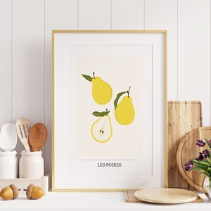 Les Poires Print - French Poires Poster - Pear Wall Art - Pear Print - French Food Posters - Fruit Illustration - Kitchen Wall Art - Gift