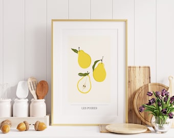 Les Poires Print - French Poires Poster - Pear Wall Art - Pear Print - French Food Posters - Fruit Illustration - Kitchen Wall Art - Gift