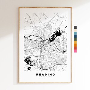 Impresión de mapa de lectura - Póster de mapa de ciudad minimalista - Arte de mapas - Reino Unido - Impresión de lectura - Póster de lectura - Diferentes colores disponibles