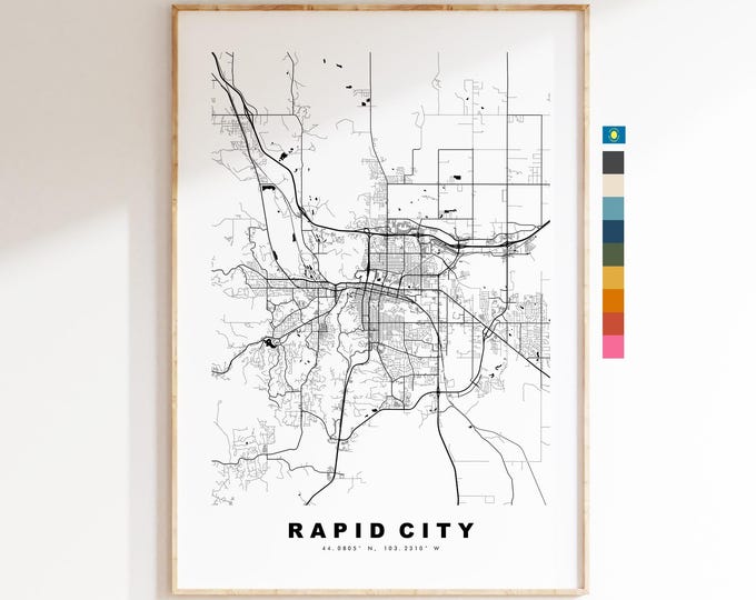 Rapid City Map Print - City Map Poster - Map Art - USA City Maps - Rapid City Print - Rapid City Poster - Minimalist City Map - South Dakota