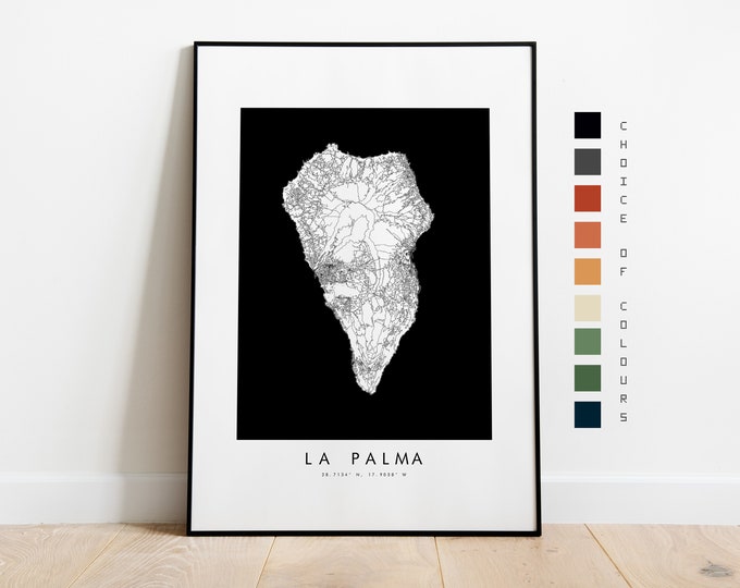 La Palma Map Print - Canary Islands Map Poster - Map Art - Map Wall Art - La Palma City Map - Print - Poster - Wall Art - Map - Gift