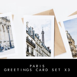 Paris Greeting Card Set - 3x Greeting Cards - Blank Inside - Brown Recycled Envelopes - Paris Birthday Card - Wedding - Anniversary - Gift