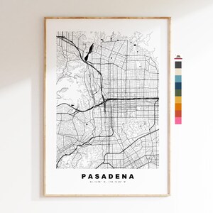 Pasadena Impressão de mapa da cidade - impressão de mapa - arte de mapa - impressões ou impressões emolduradas - Estados Unidos