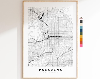 Pasadena Map Print - City Map Poster - Map Art - USA City Maps - Pasadena Print - Pasadena Poster - Minimalist City Map - California
