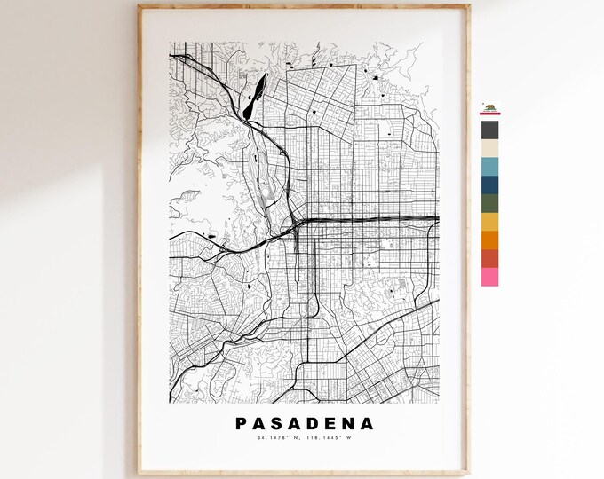 Pasadena Map Print - City Map Poster - Map Art - USA City Maps - Pasadena Print - Pasadena Poster - Minimalist City Map - California