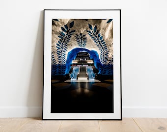 Stockholm Central Print - Stockholm Centralstation -  Stockholm Photography Print - Stockholm Metro - Modern - Urban Photography - Blue