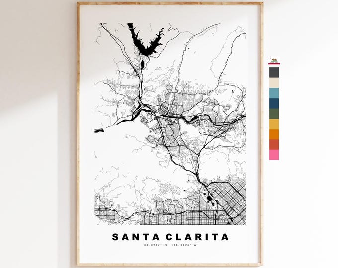 Santa Clarita Map Print - City Map Poster - Map Art - USA City Maps - Santa Clarita Print - Poster - Minimalist City Map - California