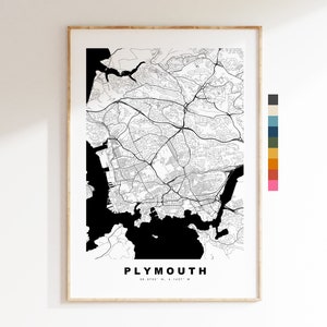 Plymouth Karte Druck - Minimalistische Stadt Karte Poster - Kartenkunst - UK - Plymouth Druck - Plymouth Poster - verschiedene Farben erhältlich