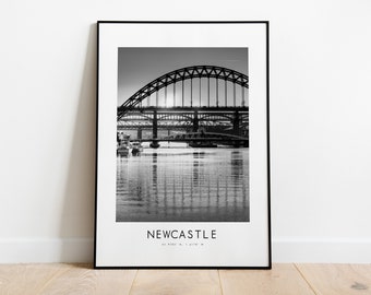 Newcastle City Poster Print - Black and White Minimalist City Print - Coordinates - Newcastle Poster - Newcastle Art Print - Poster - UK