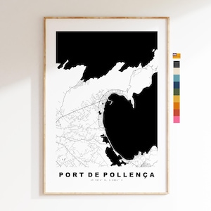 Port de Pollença Mapa de la ciudad - impresión de mapas - arte del mapa - impresiones o impresiones enmarcadas