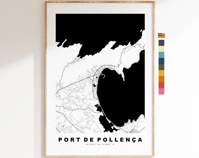 Port de Pollenca Map Print - City Map Poster - Map Art - Map Wall Art - Spain City Maps - Print - Mallorca  - Minimalist City Map