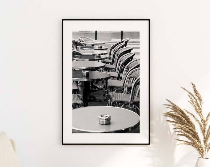 Black and White Cafe Print - Paris Photography Print - Fine Art Photography - Paris Wall Art - Paris - Print - Poster - Paris Art Print