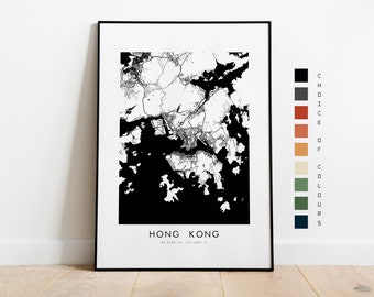 Hong Kong Map Print - City Map Poster - Map Art - Map Wall Art - China City Map - Hong Kong Print - Hong Kong Poster - Wall Art - Map - Asia