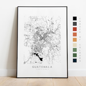 Mapa da Guatemala - Impressão de mapa da cidade - Arte de mapa - Arte de parede de mapa - Mapa da Guatemala - Impressão da Guatemala - Pôster da Guatemala - Arte - América do Norte