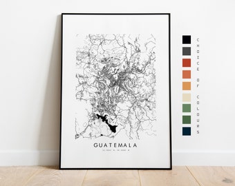 Impresión de mapa de Guatemala - Póster de mapa de ciudad - Arte de mapa - Arte de pared de mapa - Mapa de Guatemala - Impresión de Guatemala - Póster de Guatemala - Arte - América del Norte