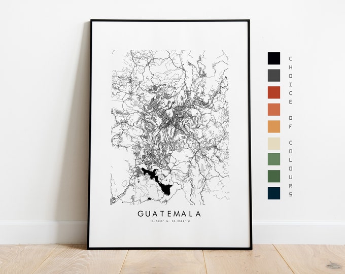 Guatemala Map Print - City Map Poster - Map Art - Map Wall Art - Guatemala Map - Guatemala Print - Guatemala Poster - Art - North America