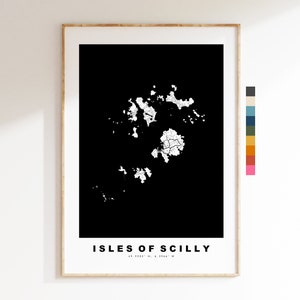 Impresión de mapa de las Islas Sorlingas - Póster de mapa de ciudad minimalista - Arte de mapas - Reino Unido - Impresión de las Islas Sorlingas - Póster de las Islas Sorlingas - Diferentes colores disponibles