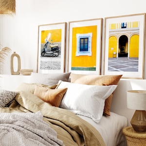 Conjunto de impresión amarilla mostaza - Fotografía de bellas artes - Arte de pared amarilla - Decoración moderna del hogar - Contemporáneo