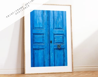 Blue Door Print - Greece - Print - Poster - Santorini Photography - Greece Wall Art - Blue Door Poster - Blue Door Wall Art - Blue Door Art