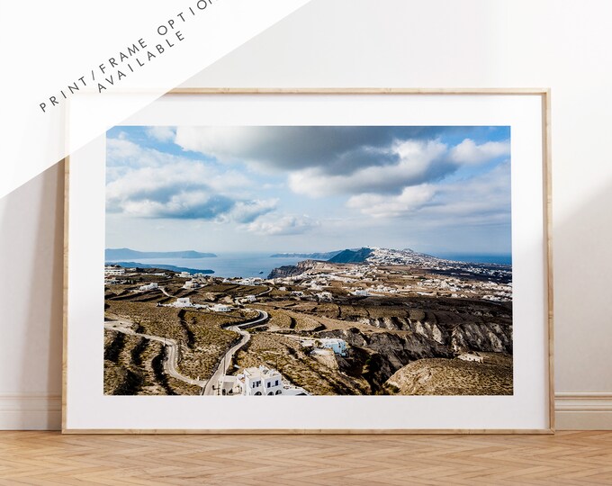 Santorini Aerial Photography Print - Greece - Print - Poster - Santorini Photography - Greece Wall Art - Landscape - Aerial - Drone Photo