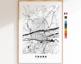 Tours Map Print - City Map Poster - Map Wall Art - France City Maps - Tours Print - Tours Poster - Minimalist City Map - France