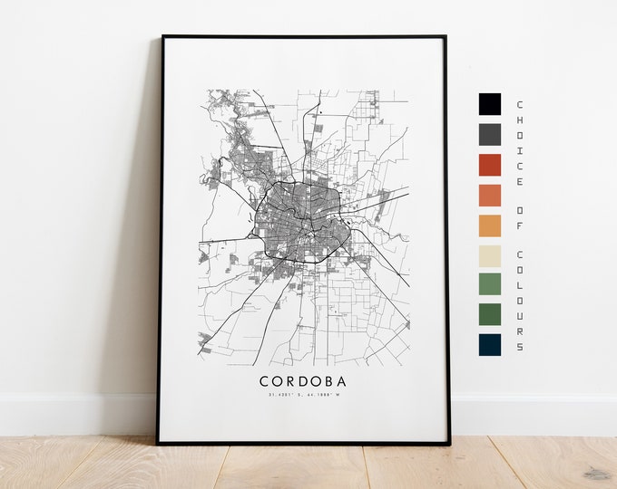 Cordoba Map Print - City Map Poster - Map Art - Map Wall Art - Argentina City Map - Cordoba Print - Cordoba Print - South America - Map