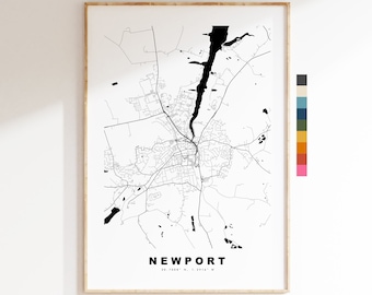 Newport Isle of Wight Map Print - Minimalist City Map Poster - Map Art - UK - Newport Print - Newport Poster - Different Colours Available