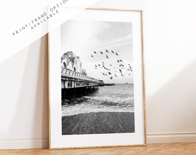 South Parade Pier - Photography Print - Portsmouth and Southsea Prints - Wall Art -  Frame and Canvas Options - Portrait - BW