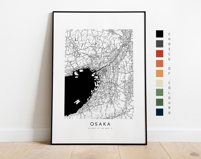 Osaka Map Print - City Map Poster - Map Art - Map Wall Art - Japan City Map - Osaka Print - Osaka Poster - Wall Art - Map - Asia