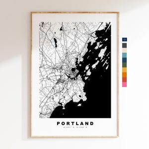 Portland Carte de la ville Imprimer - impression de carte - art de la carte - estampes ou impressions encadrées - minimaliste - États-Unis