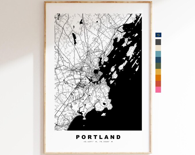 Portland Map Print (Maine) - City Map Poster - Map Art - USA City Maps - Portland Print - Portland Poster - Minimalist City Map - Maine