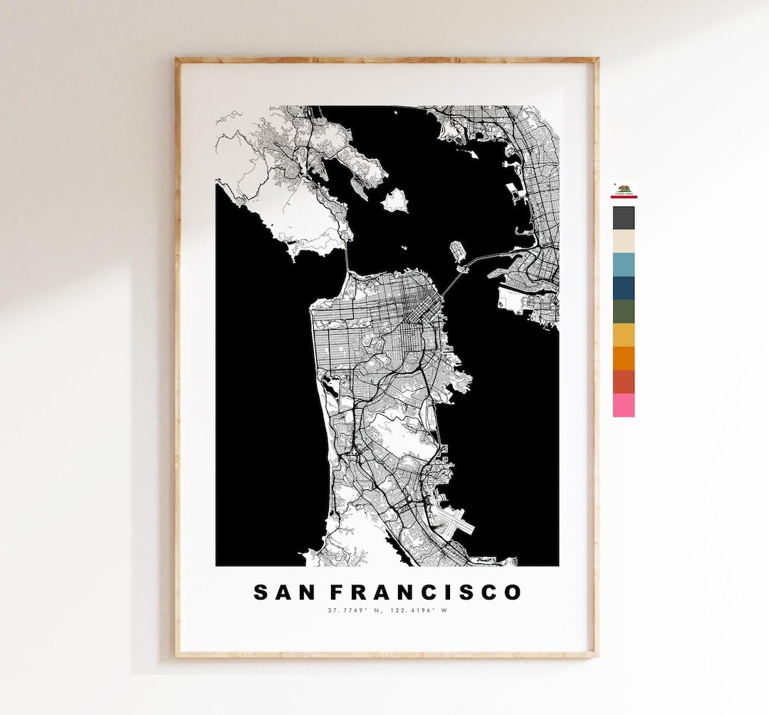 San Francisco Map Print - City Map Poster - Map Art - USA City Maps ...