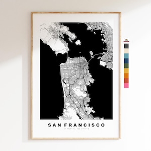 San Francisco Impressão de mapa da cidade - impressão de mapa - arte de mapa - impressões ou impressões emolduradas - Estados Unidos