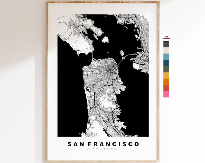 San Francisco Map Print - City Map Poster - Map Art - USA City Maps - San Francisco Print - Poster - Minimalist City Map - California