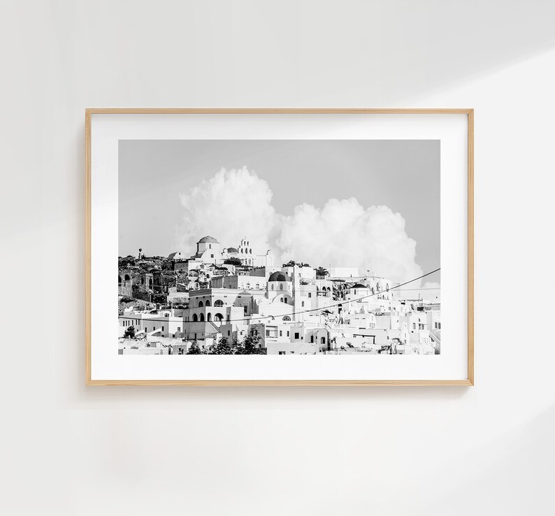 Greece Black and White Photography Print Greece Print Poster Santorini Photography Greece Wall Art Monochrome Greece Poster image 2