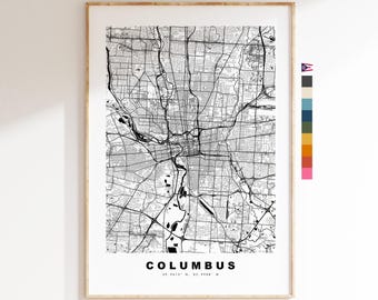 Columbus Stadtplan-Druck – Kartendruck – Kartenkunst – Drucke oder gerahmte Drucke – minimalistisch – Vereinigte Staaten