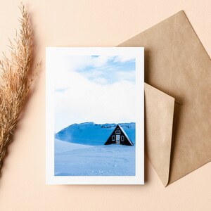 Carte de voeux scandinave - carte de voeux de Noël - carte de voeux - intérieur vierge - neige - Noël - nature - paysage - moderne