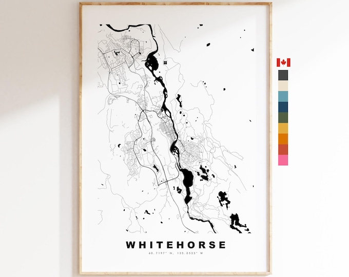 Whitehorse Map Print - City Map Poster - Map Art - Map Wall Art - Canada City Maps - Whitehorse Print -  Poster - Minimalist City Map
