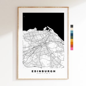 Stampa mappa di Edimburgo - Poster mappa città minimalista - Arte mappa - Scozia - Stampa di Edimburgo - Poster di Edimburgo - Diversi colori disponibili