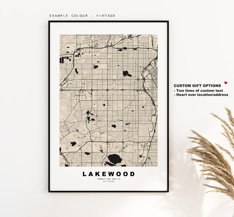 Lakewood Map Print - City Map Poster - Map Art - USA City Maps ...